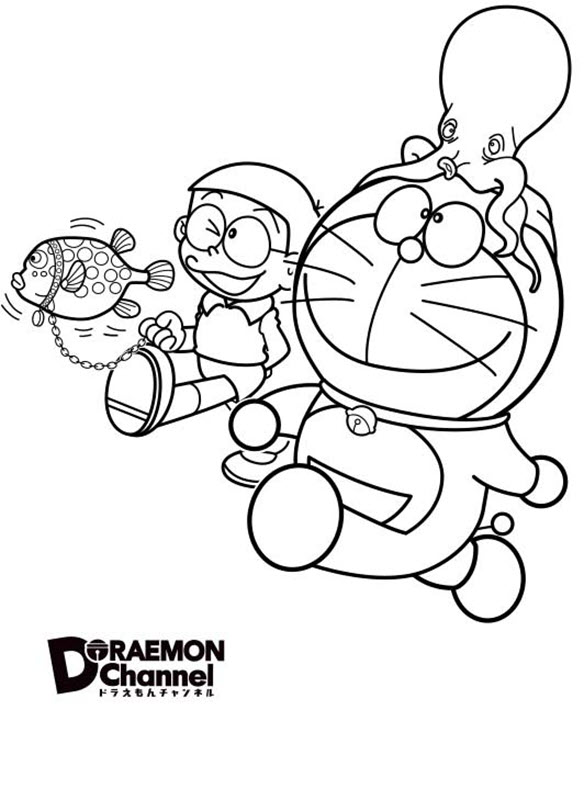 Tranh tô màu Doraemon và Nobita cho bé