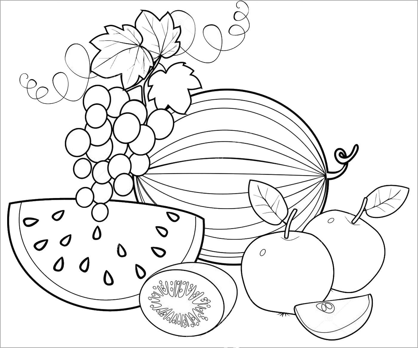 Tranh tô màu hoa quả với nhiều loại trái cây