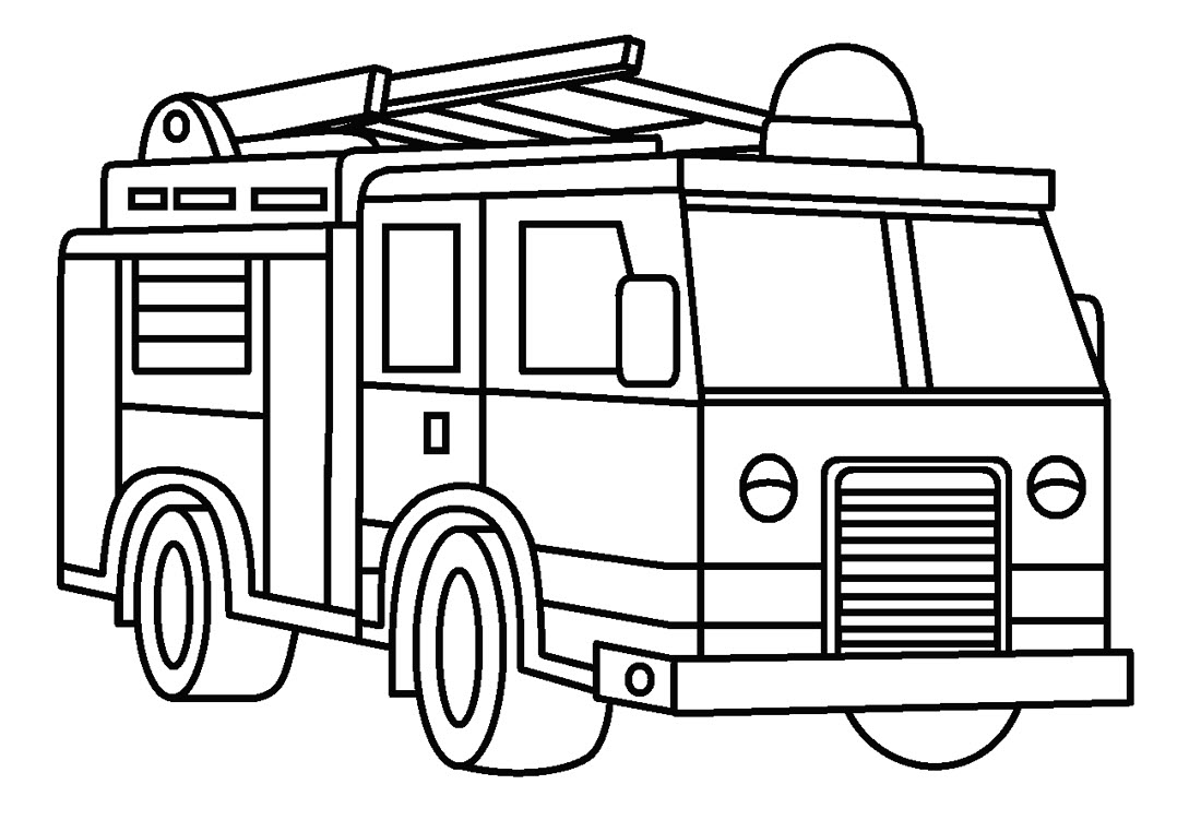 Mẫu tranh tô màu xe cứu hỏa đơn giản đẹp nhất