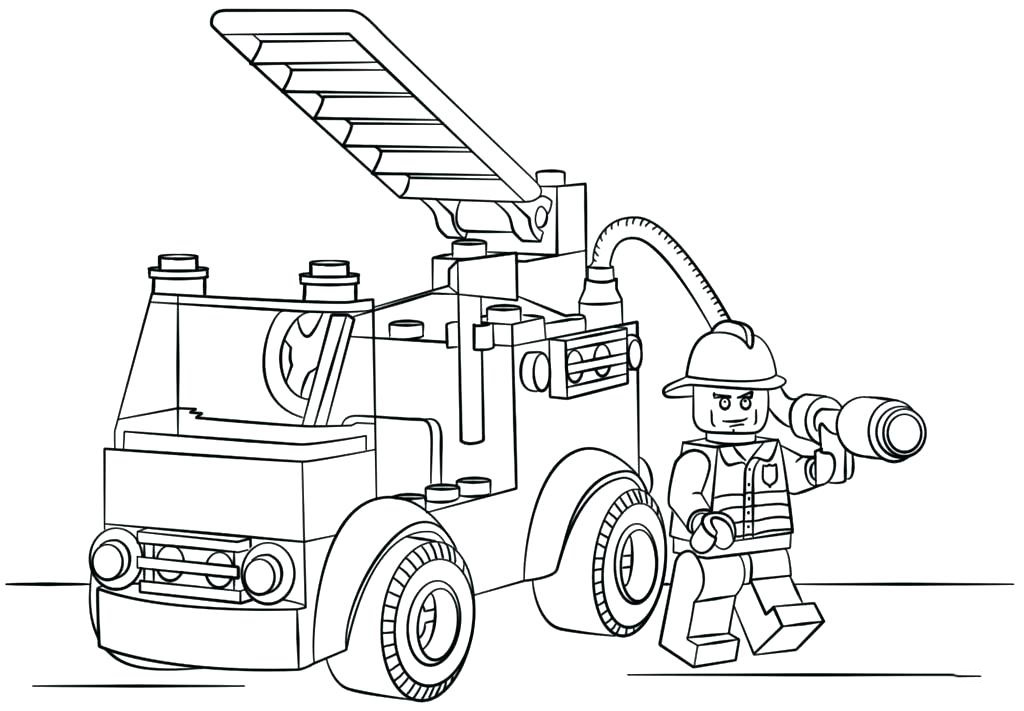 Tranh tô màu xe cứu hỏa Lego