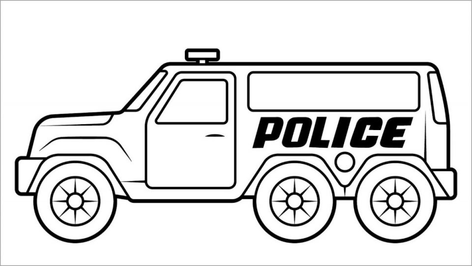 Tranh tô màu ô tô cảnh sát