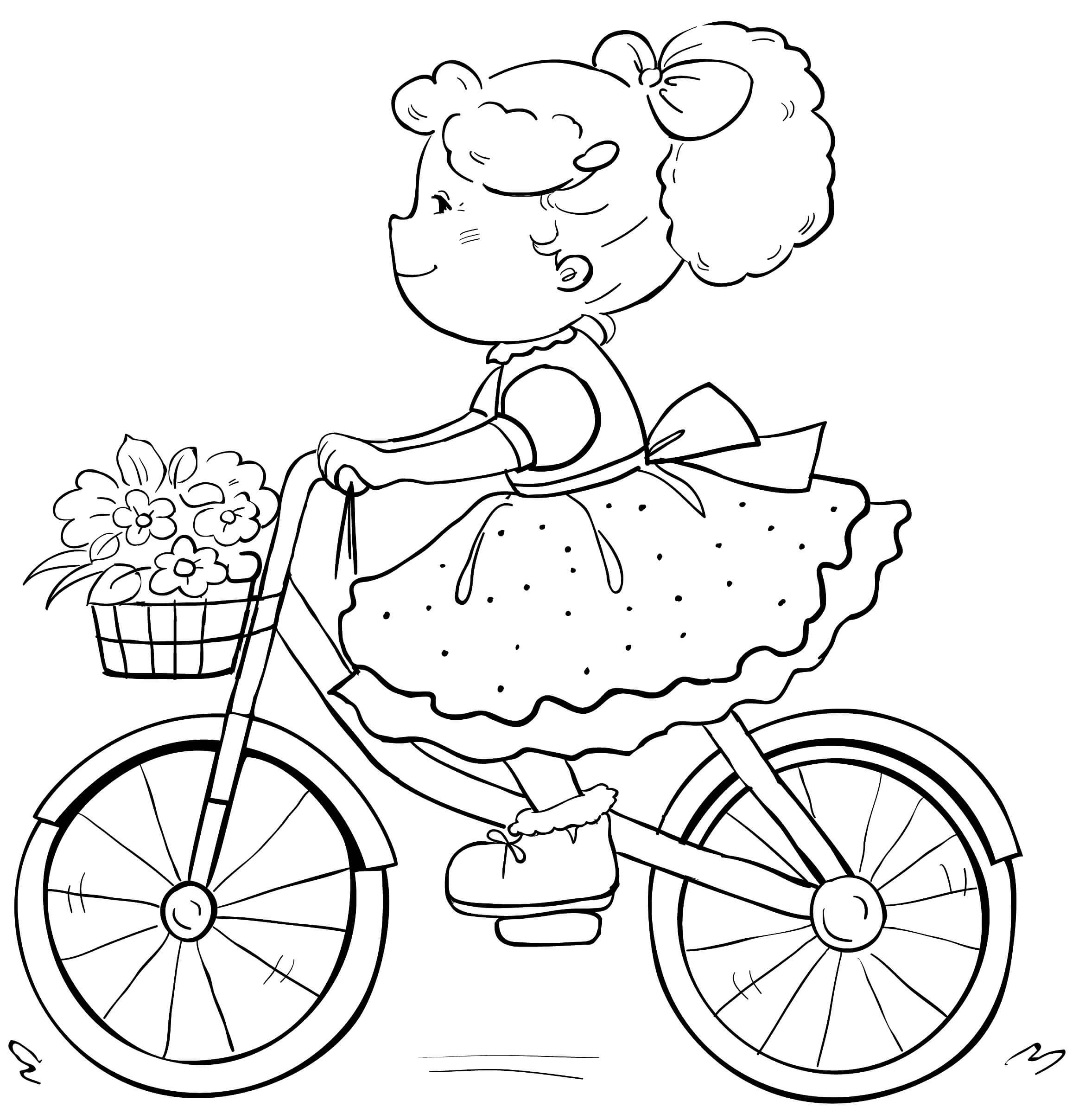 Tranh tô màu xe đạp cho bé dễ thương