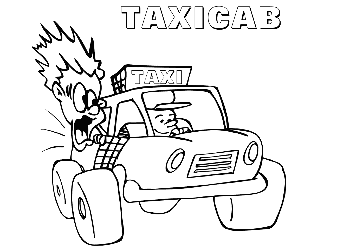 Tranh tô màu xe taxi