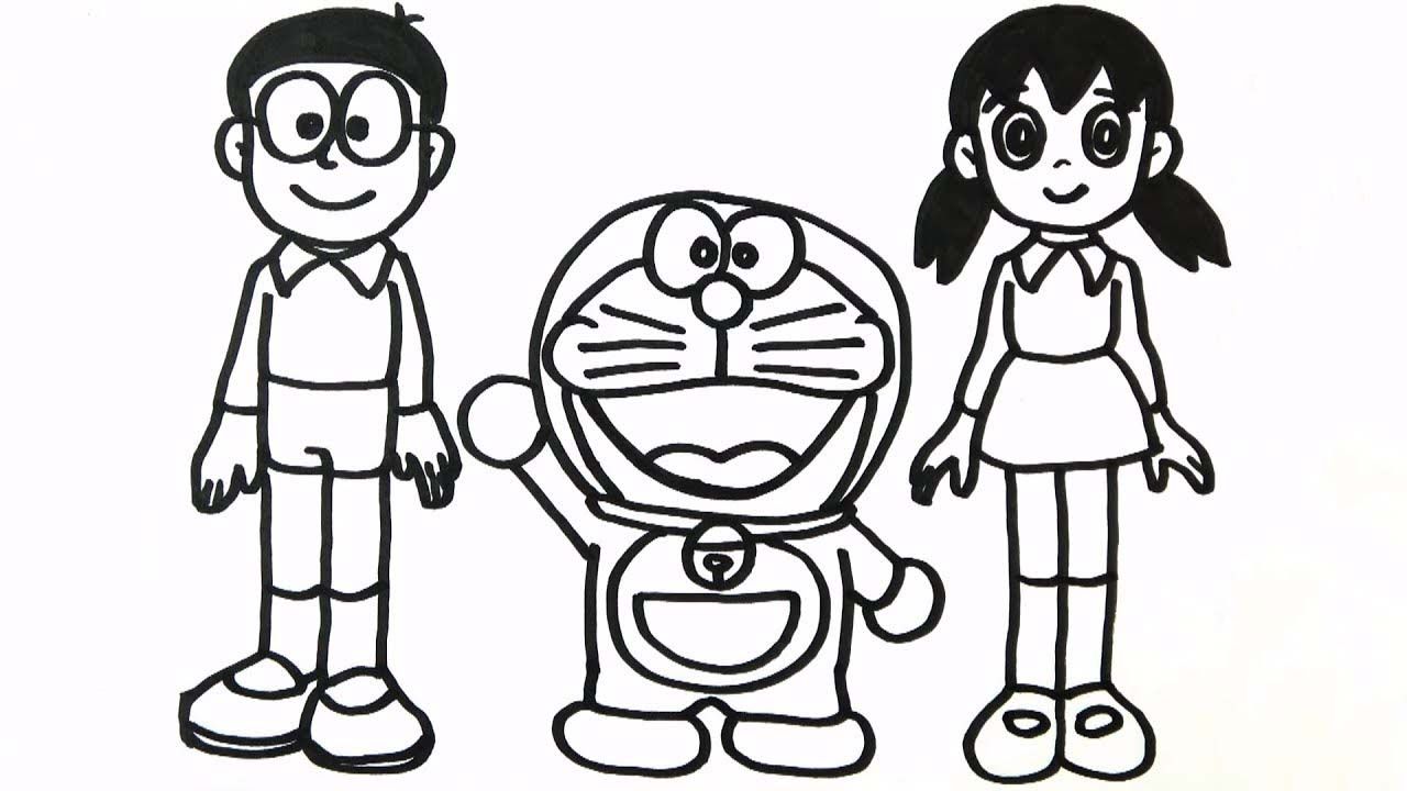 Tranh tô màu bộ ba Shizuka. Doreamon và Nobita