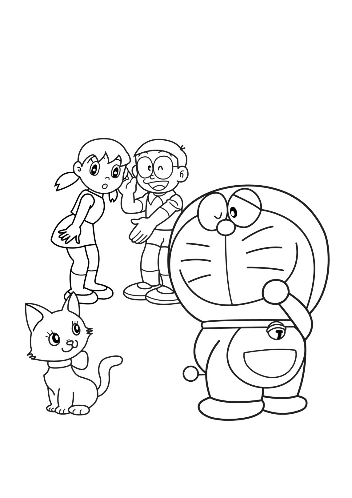 Tranh tô màu Shizuka, Doreamon và Nobita cực đáng yêu