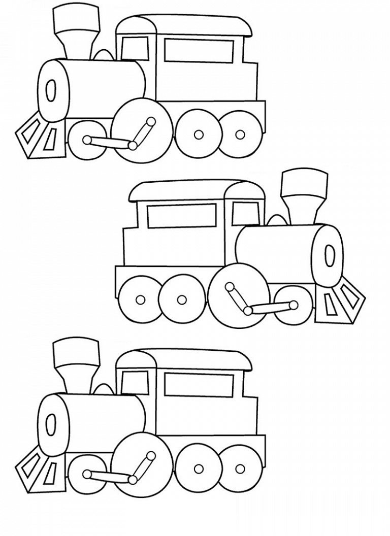Tranh tô màu 3 chiếc xe lửa
