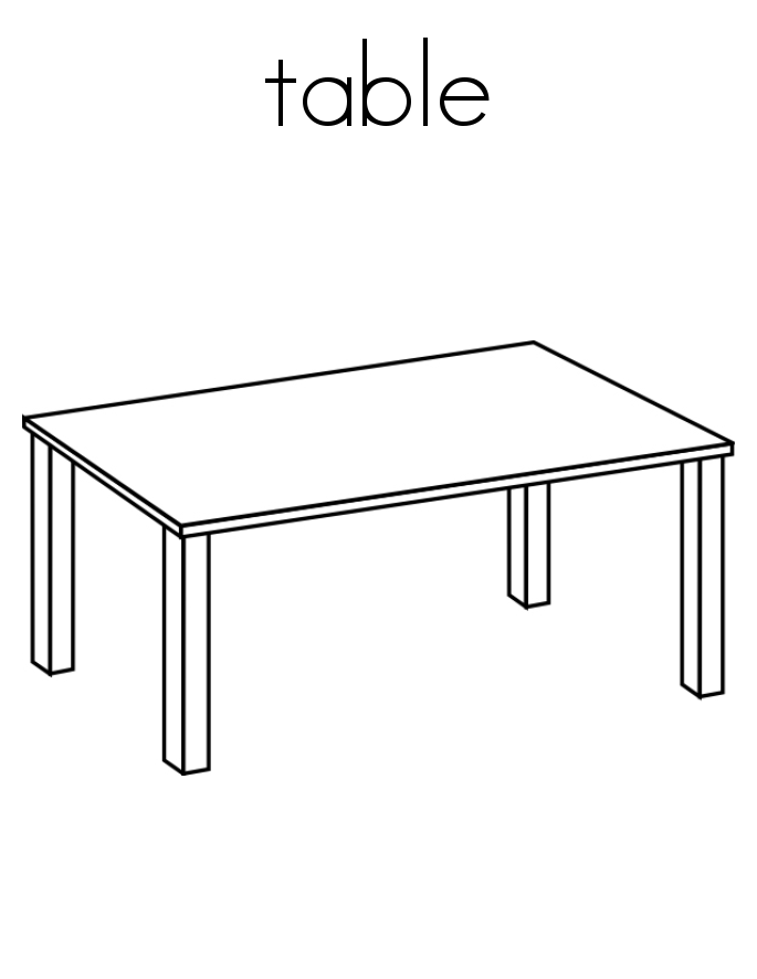 Tranh tô màu cái bàn hình chữ nhật