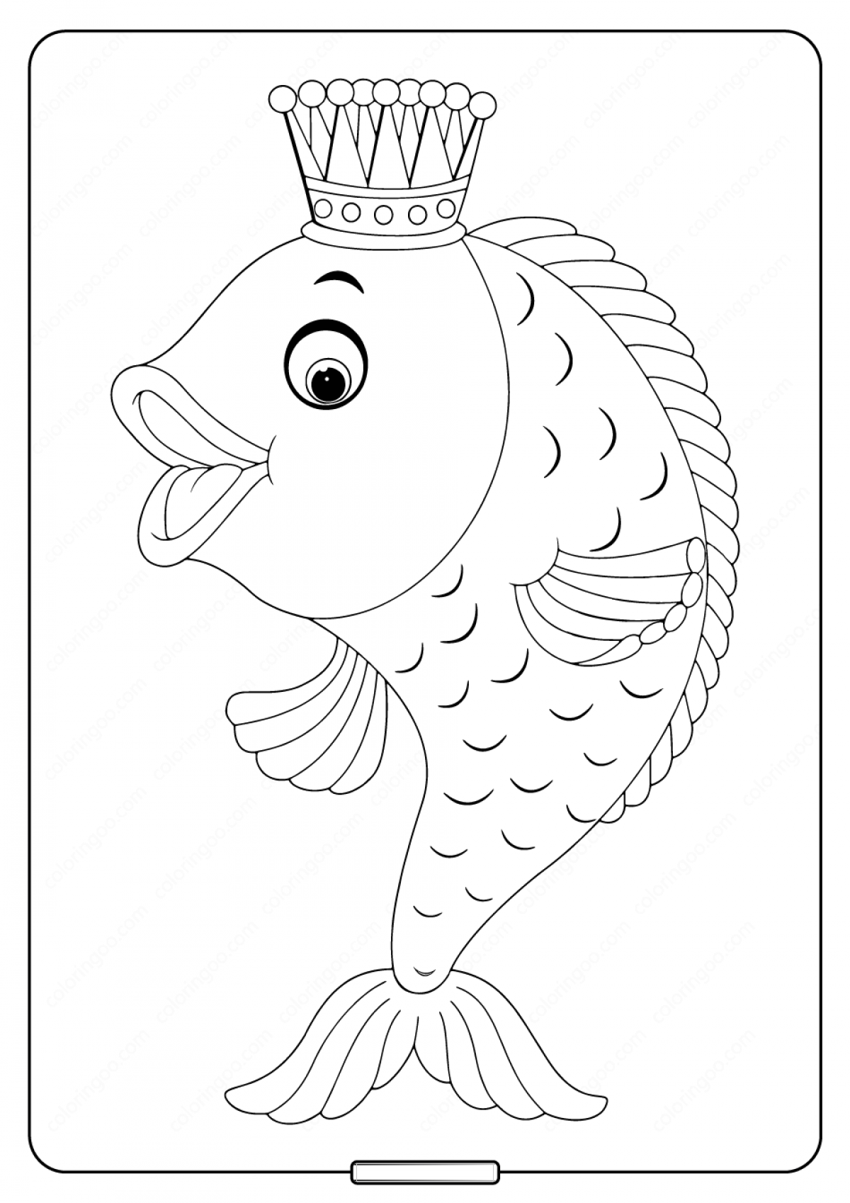 Hình tô màu con cá vàng hoạt hình đáng yêu