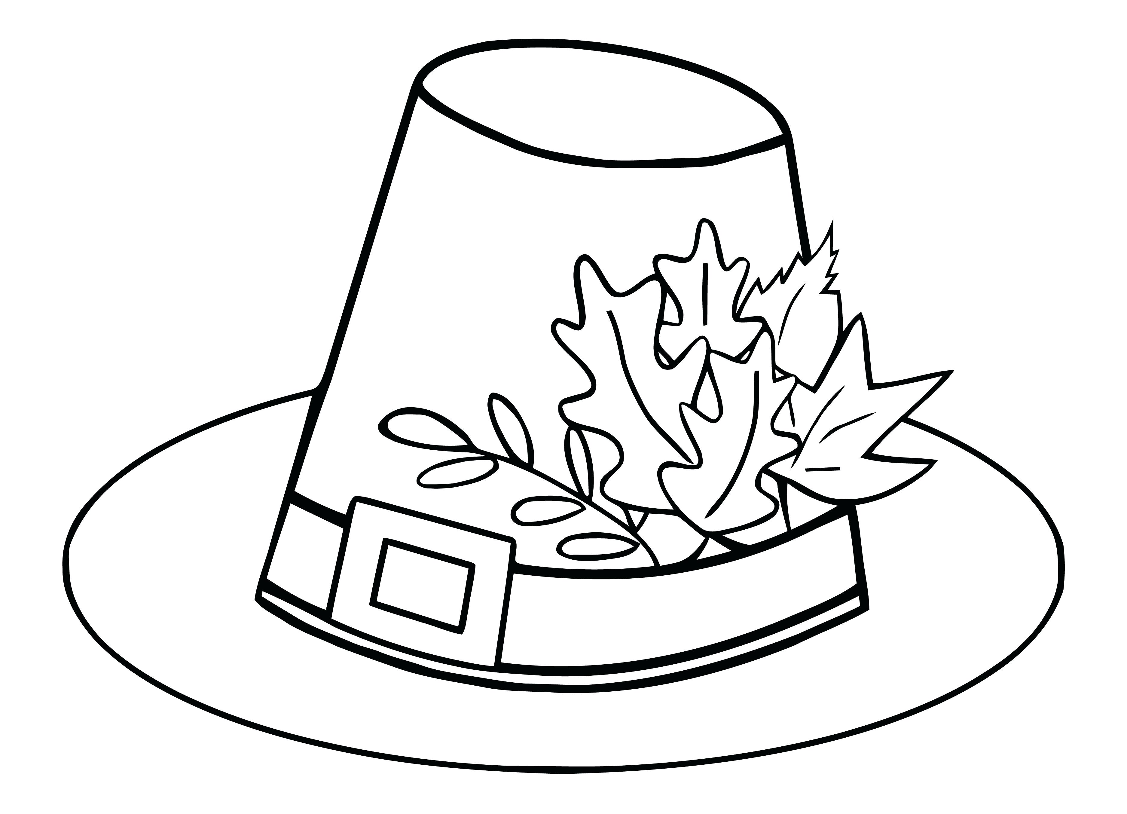 Tranh tô màu cái nón gắn những chiếc lá