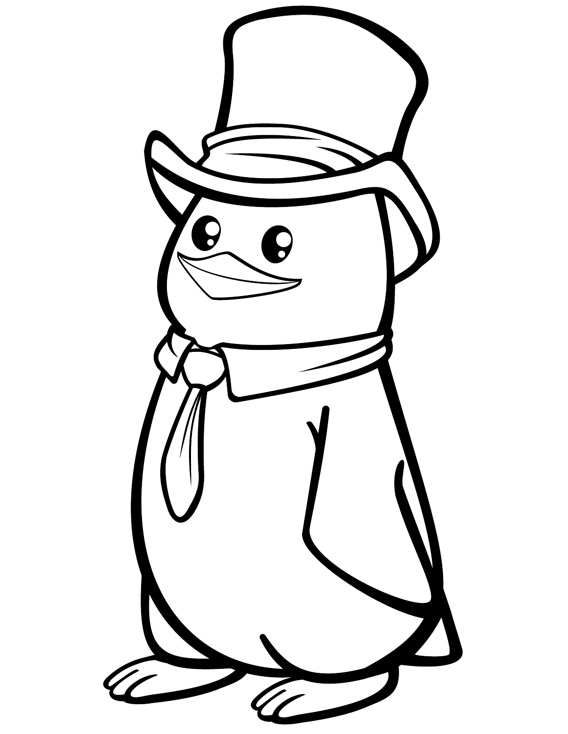 Tranh tô màu chim cánh cụt đội nón