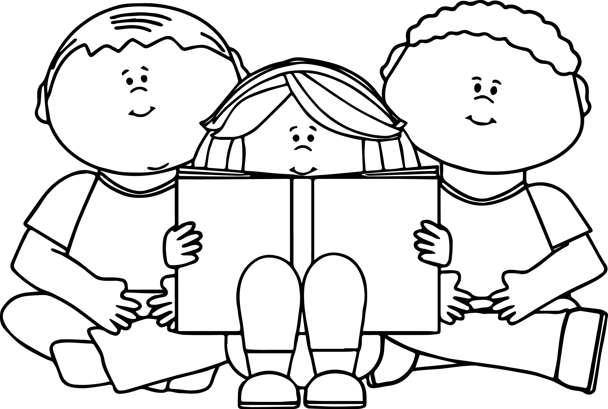 Tranh tô màu những đứa trẻ đọc sách