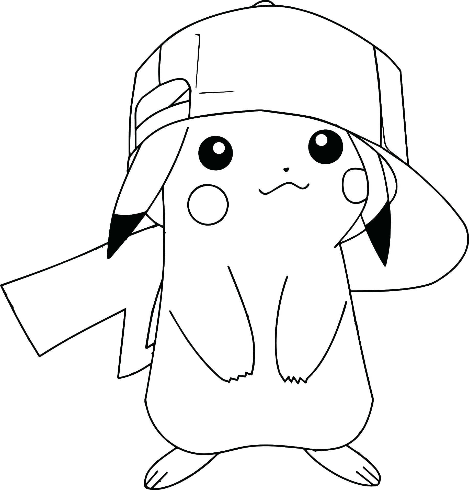 Tranh tô màu Pikachu và chiếc nón lưỡi trai