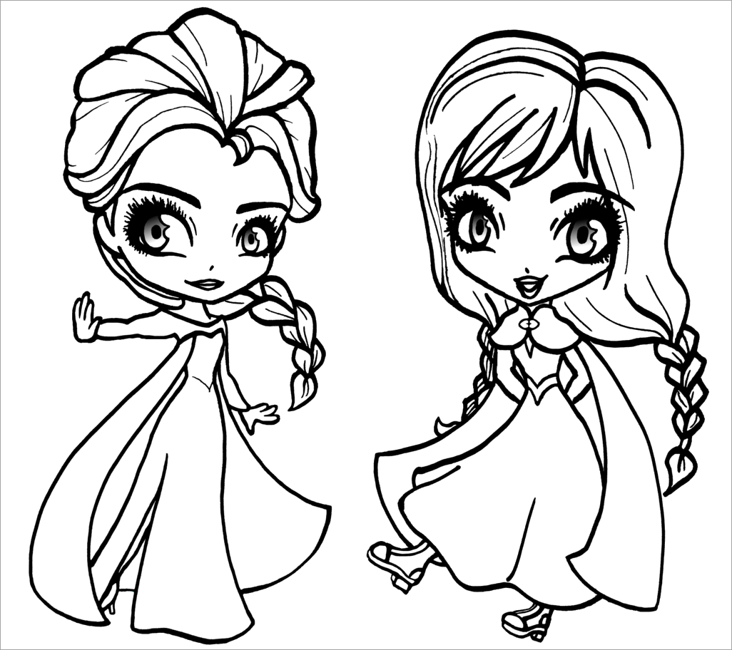 Hình công chúa Elsa và Anna chibi cute