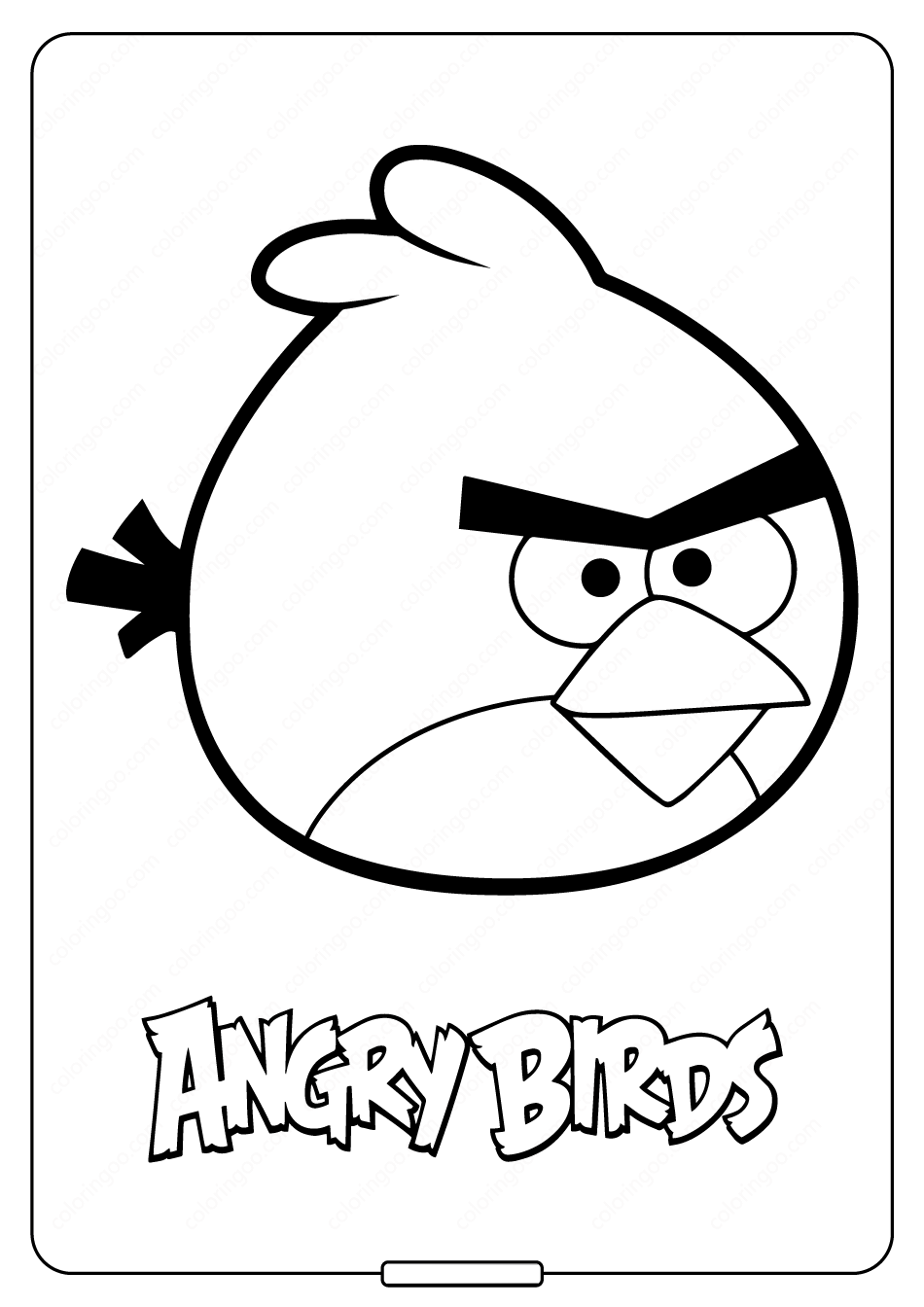 Hình tô màu Angry Birds màu đỏ