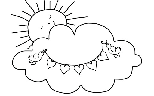 Sun and Clouds Coloring Page