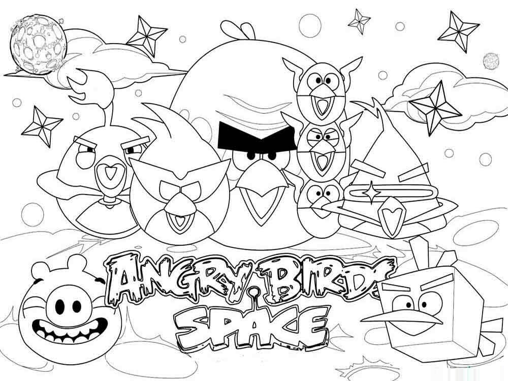 Tranh tô màu Angry Birds  Space