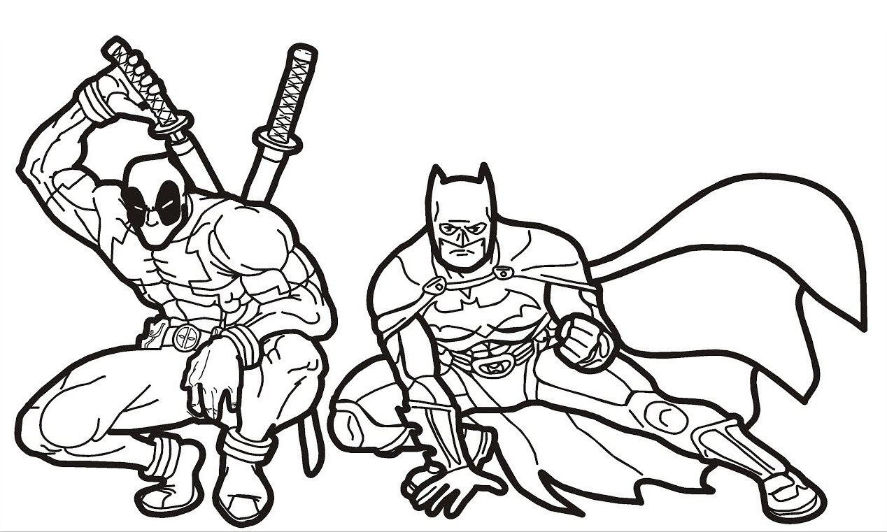 Tranh tô màu Batman và Deadpool