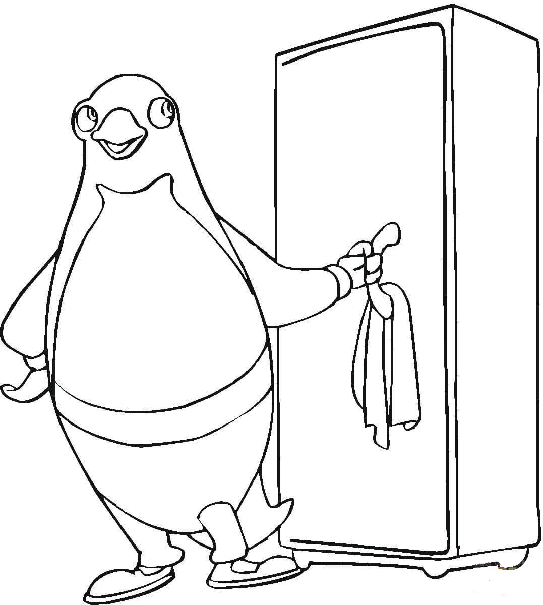 Tranh tô màu chim cánh cụt và cái tủ