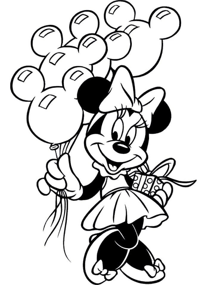 Tranh tô màu chùm bóng bay hình chuột Mickey