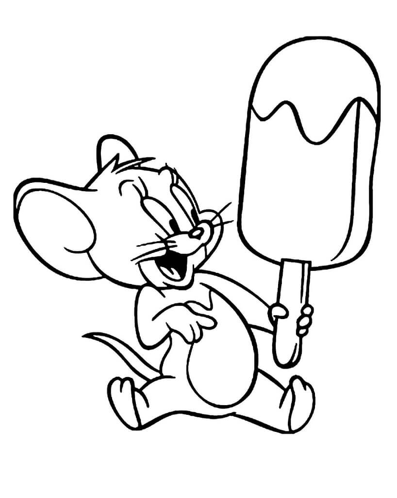 Tranh tô màu chuột Jerry và cây kem