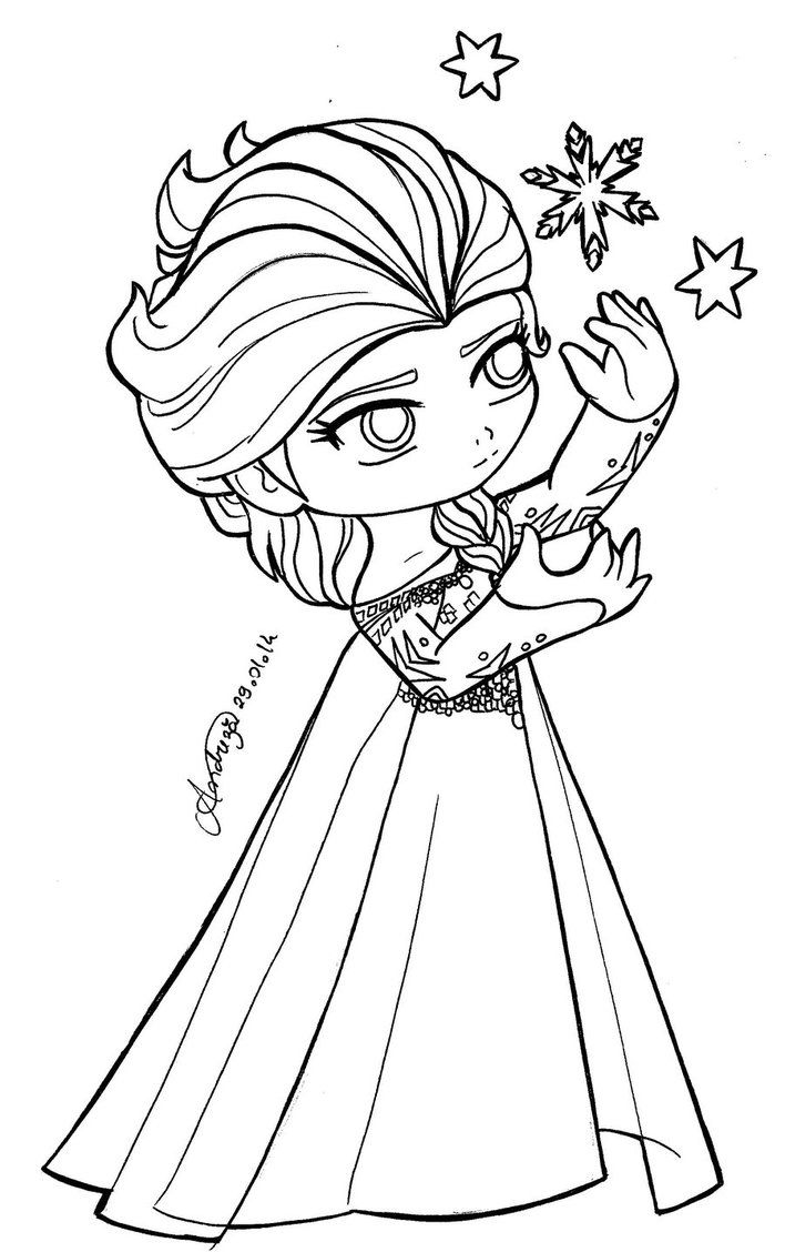 Tranh tô màu công chúa Elsa chibi
