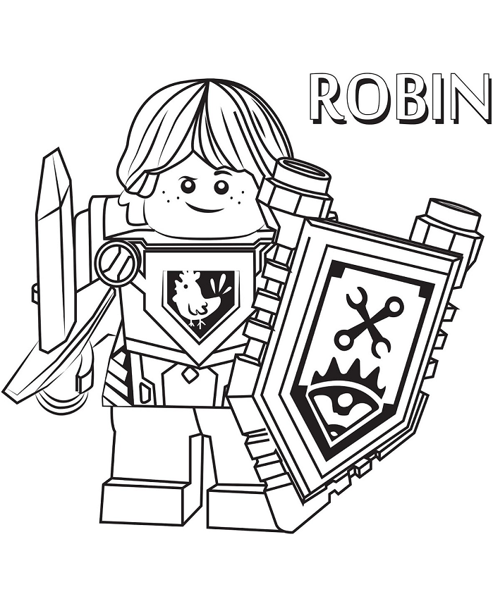 Tranh tô màu hiệp sĩ Lego Nexo Robin