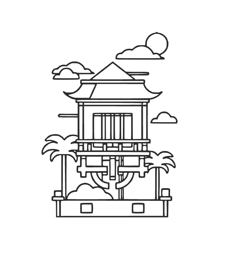 Tranh tô màu hình chùa Một Cột