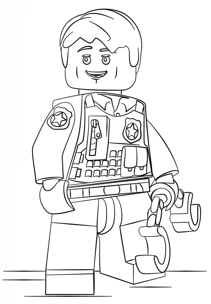 Tranh tô màu Lego cảnh sát trưởng
