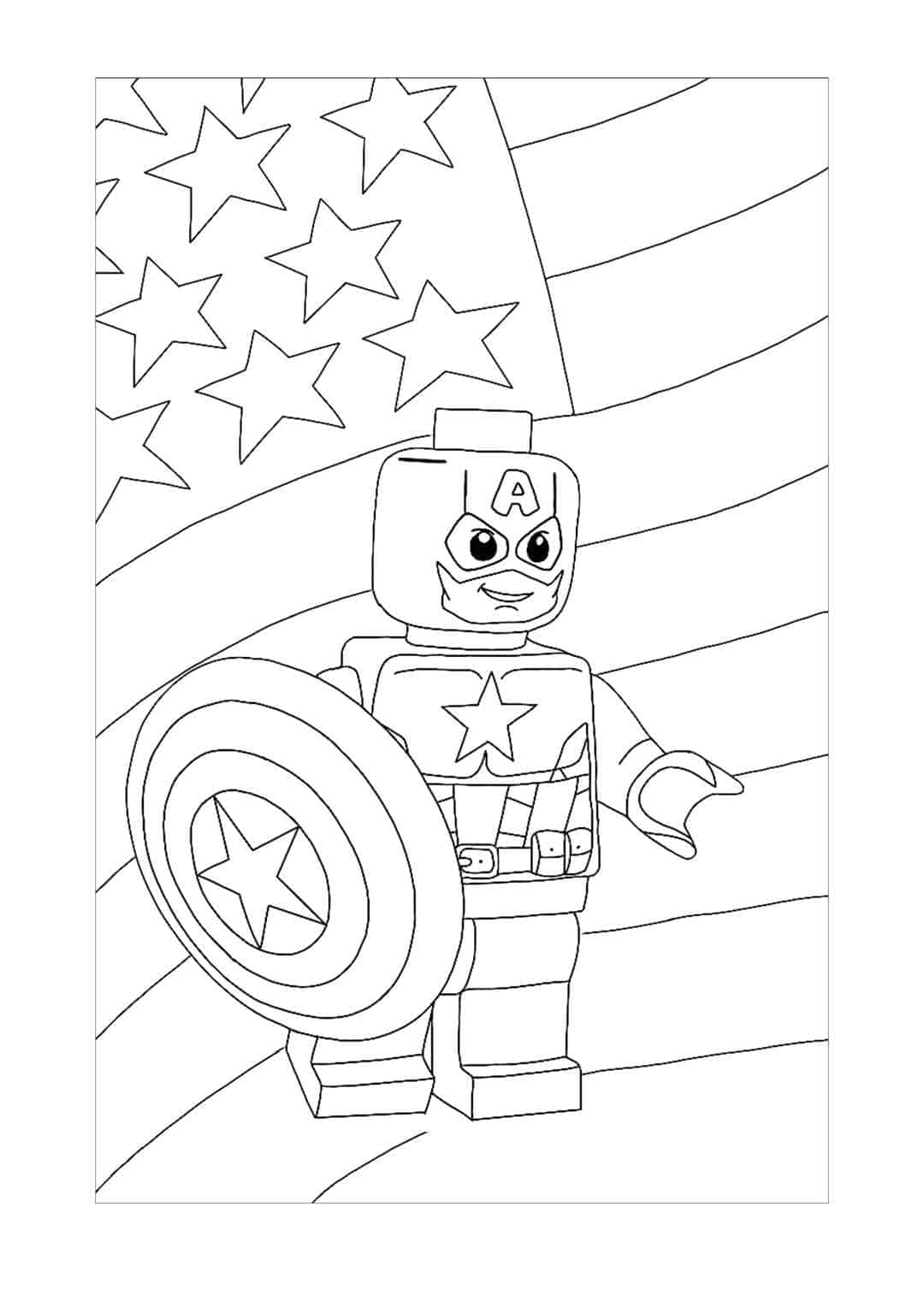 Tranh tô màu Lego Captain America