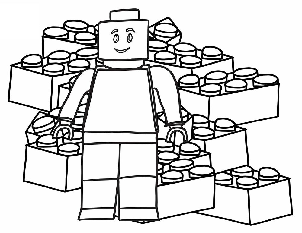Tranh tô màu Lego hình người đơn giản
