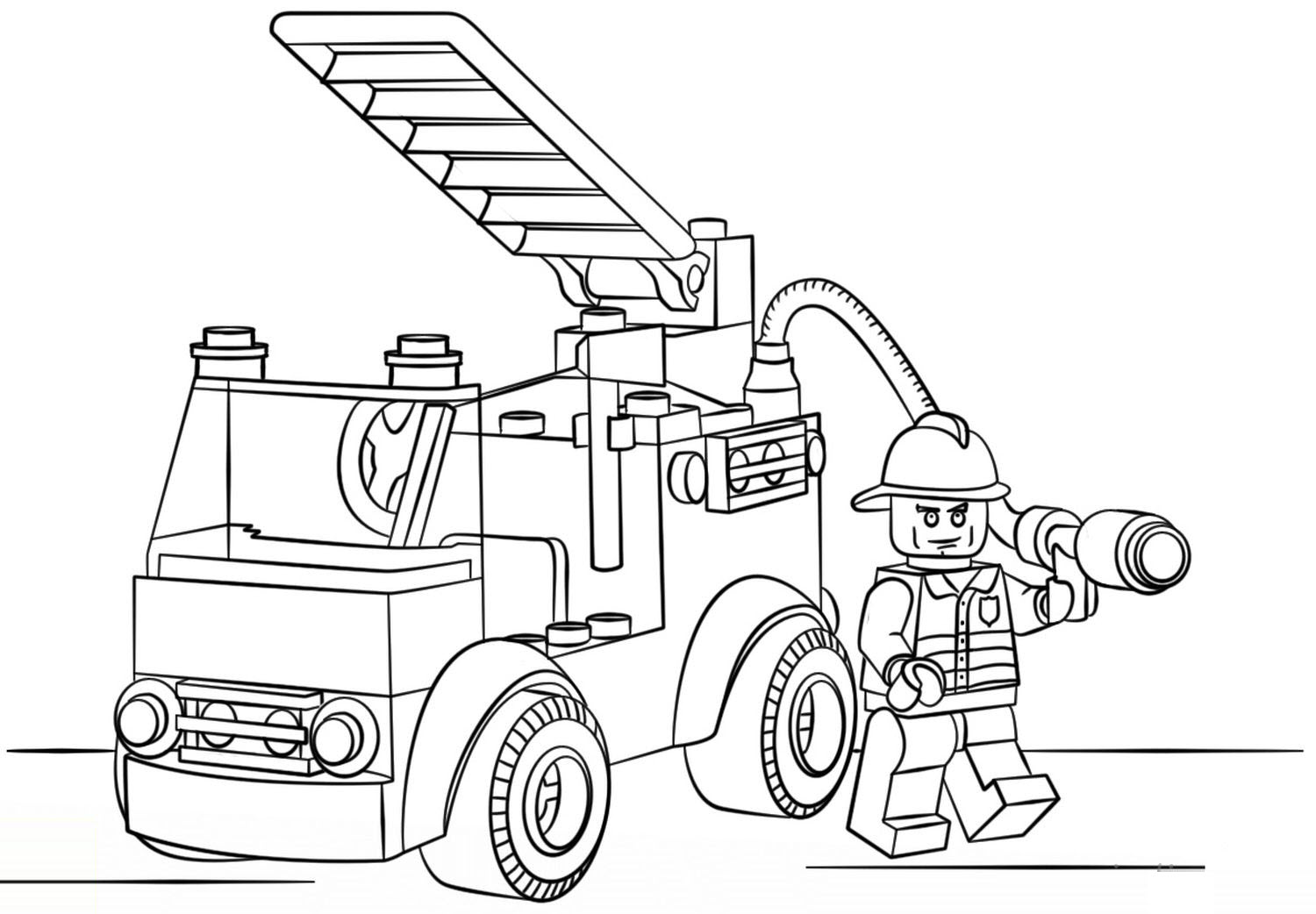 Tranh tô màu Lego xe cứu hỏa