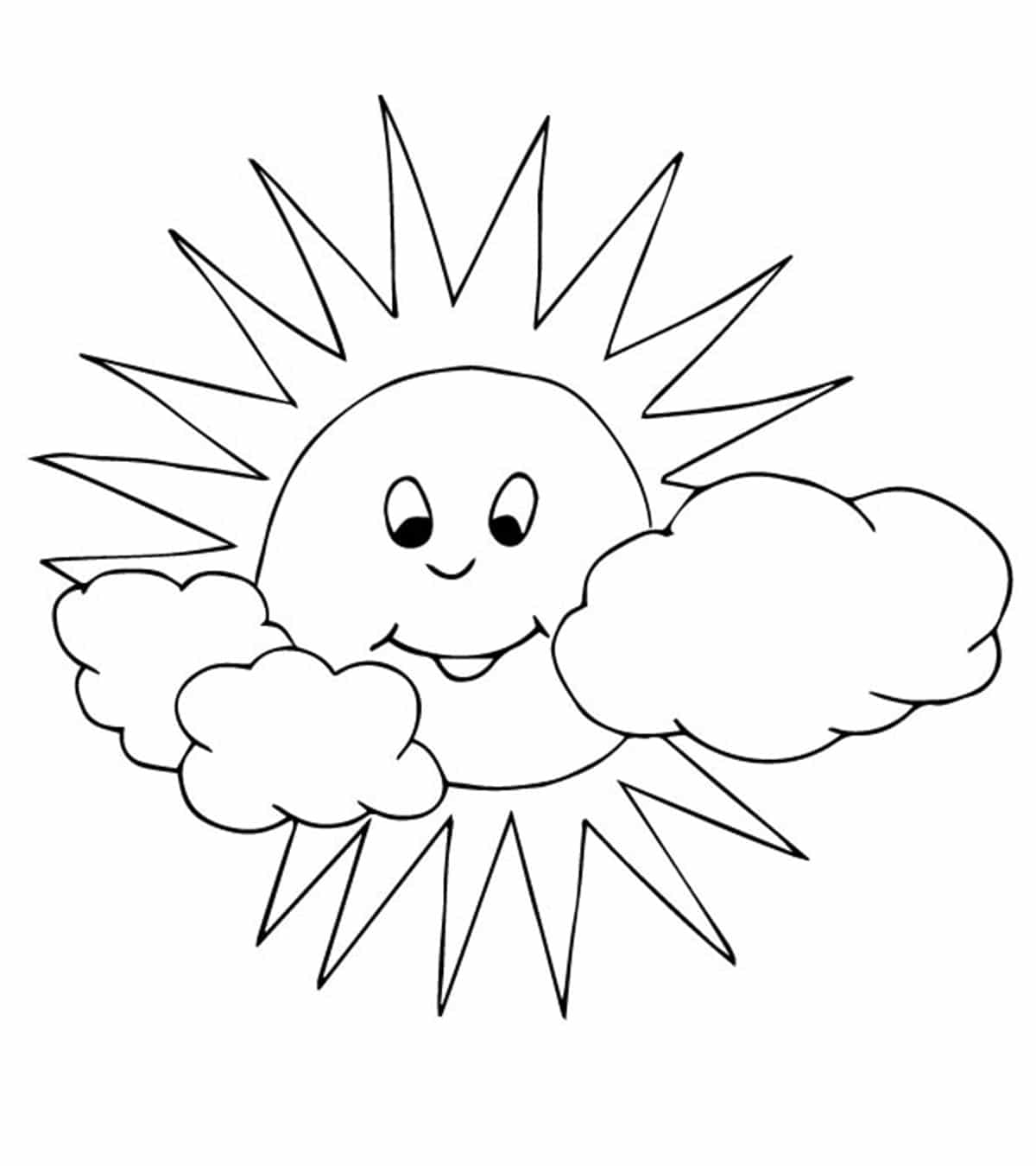 Tranh tô màu ông mặt trời và đám mây đơn giản