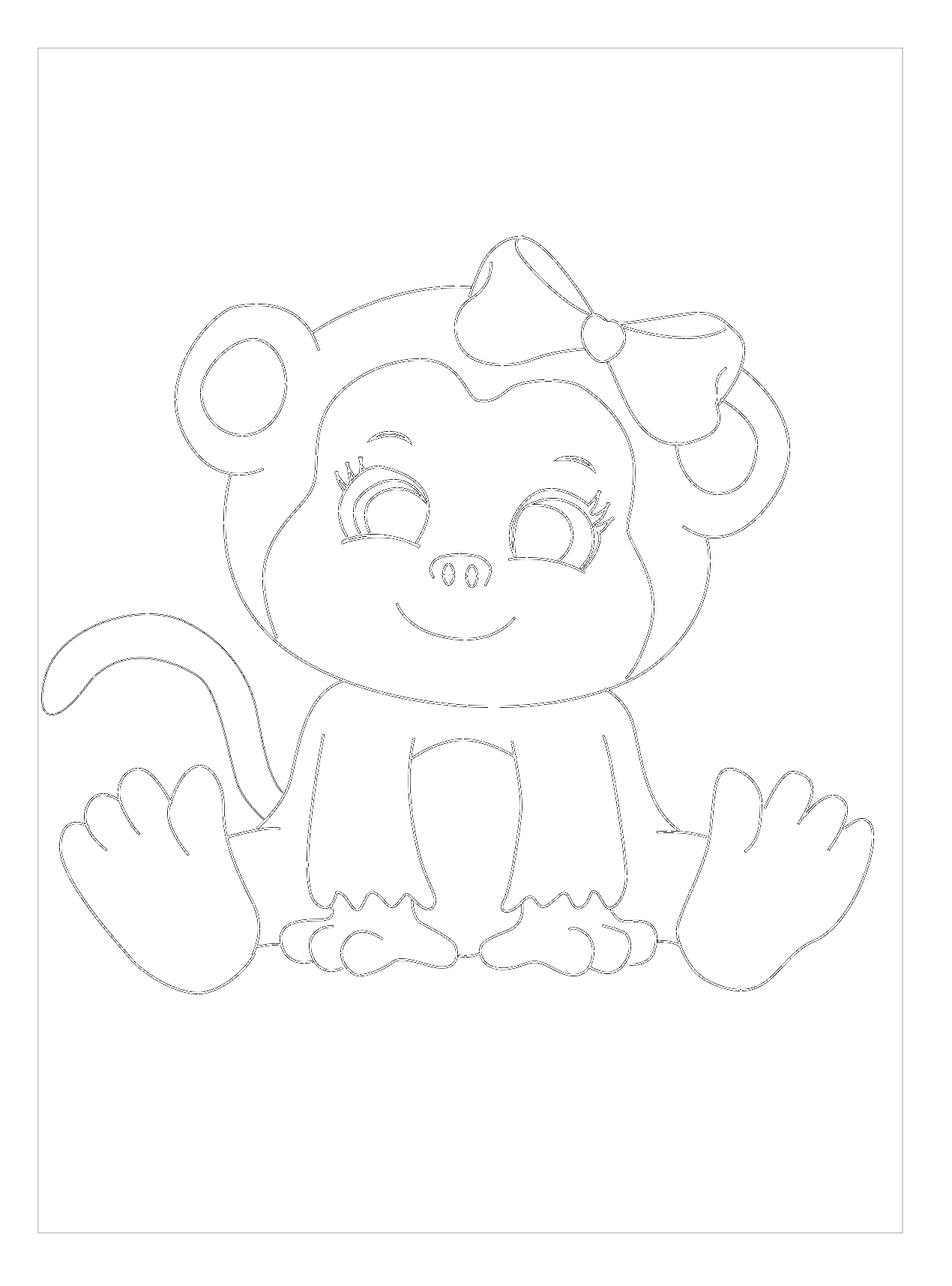 Girl Monkey Coloring Page