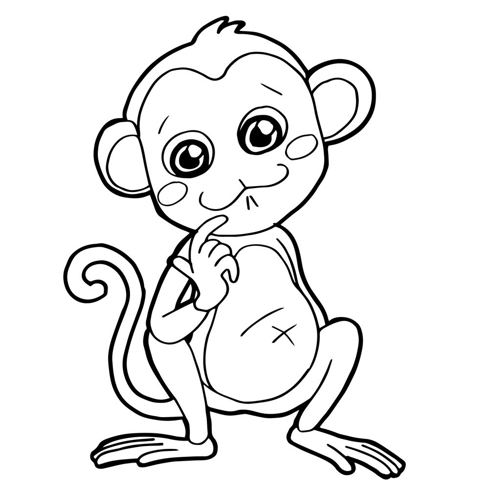 Hình tập tô con khỉ cute