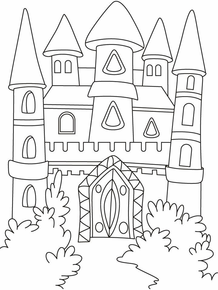 Hình tô màu lâu đài công chúa đơn giản