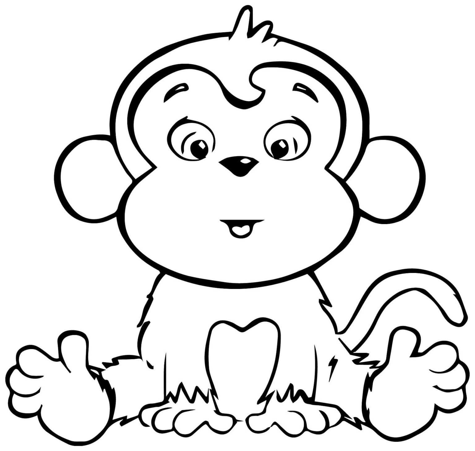 Hình vẽ con khỉ đang ngồi chưa tô màu