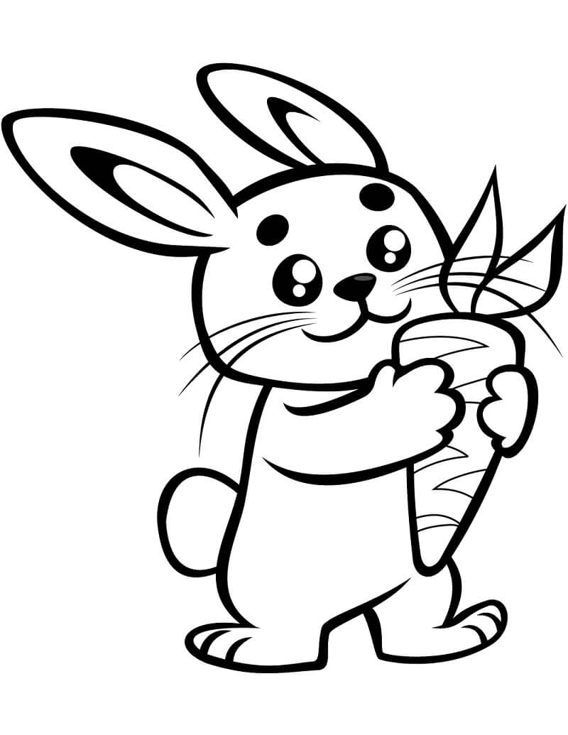 Mẫu tranh tô màu con thỏ cầm củ cà rốt