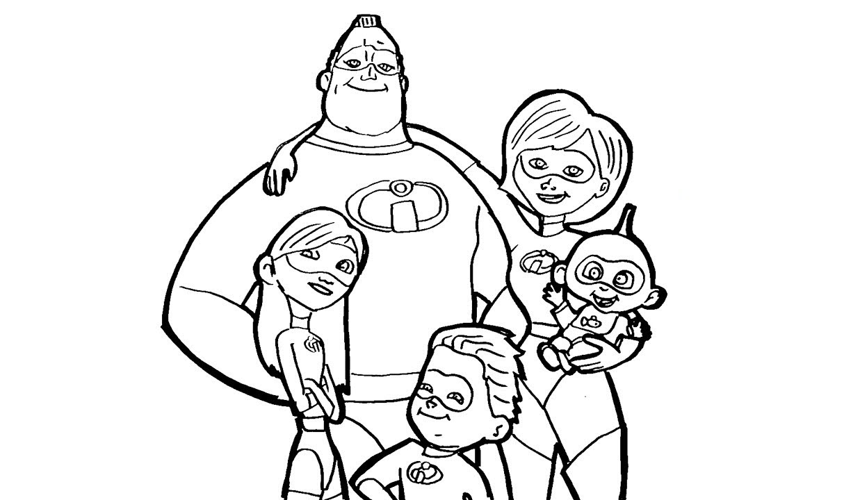 Mẫu tranh tô màu gia đình siêu nhân