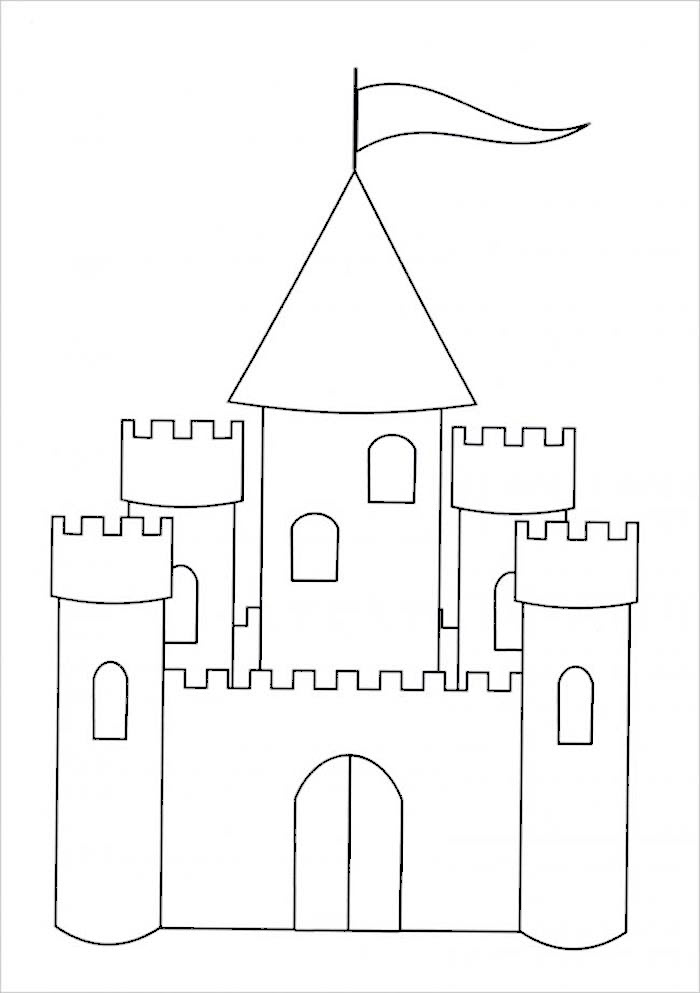 Mẫu tranh tô màu lâu đài công chúa đơn giản