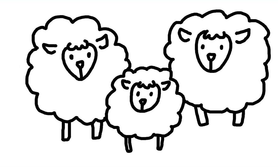 Tranh tô màu 3 con cừu cute