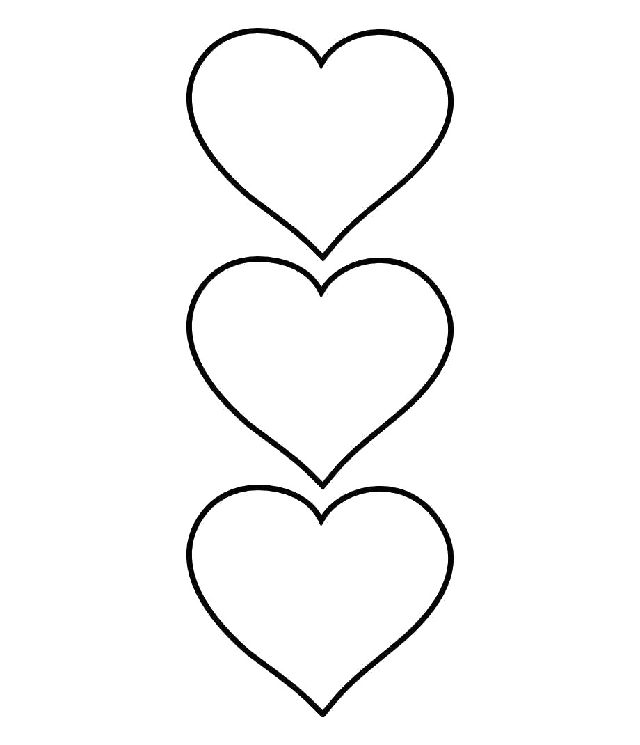 Tranh tô màu bộ ba trái tim xếp thẳng hàng