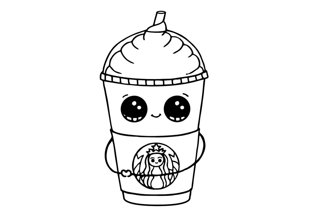 Tranh tô màu cái cốc Starbucks cute