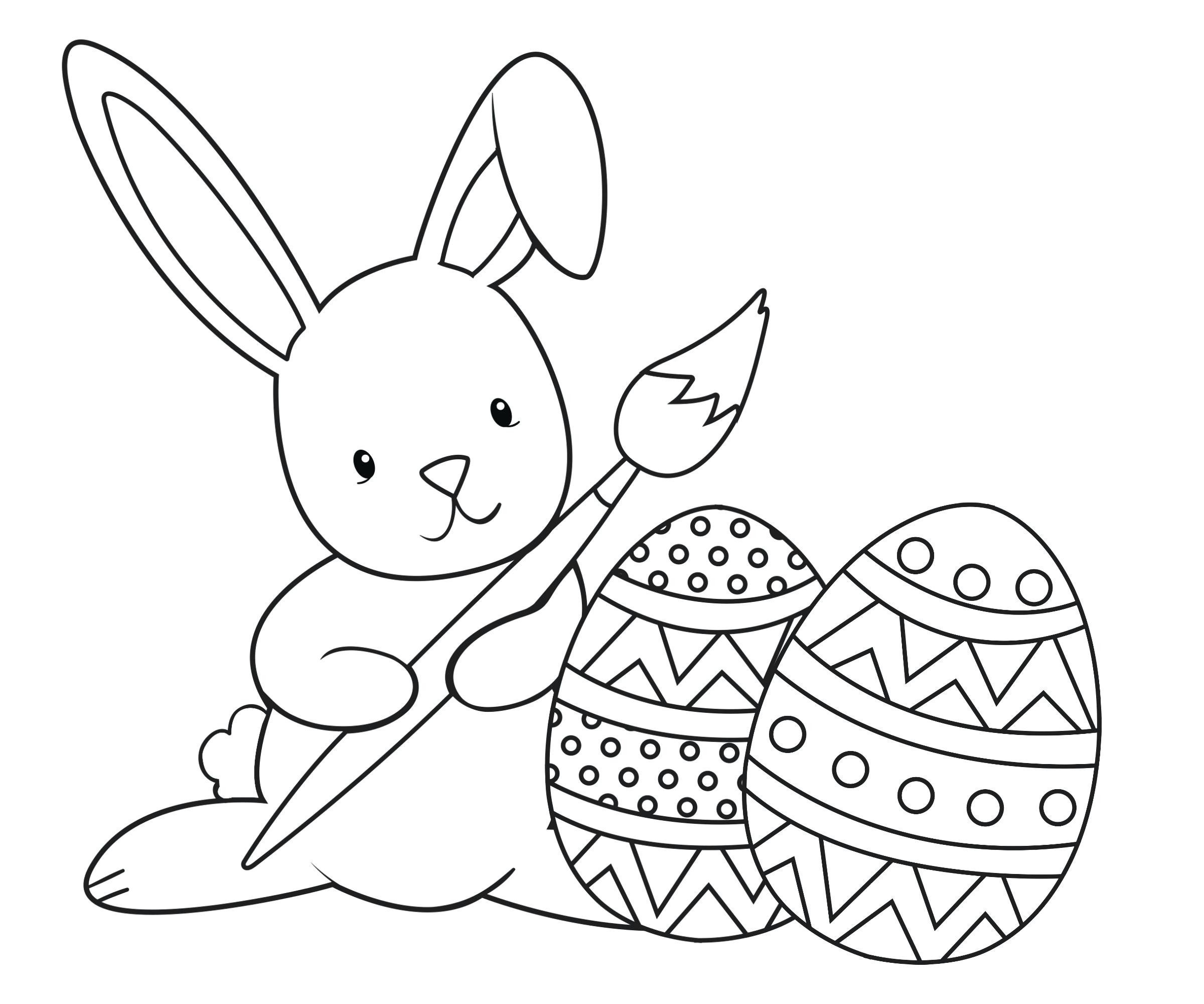 Tranh tô màu chú thỏ vẽ quả trứng