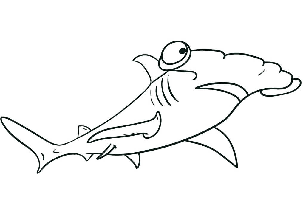 Tranh tô màu sắc loài cá mập búa bơi