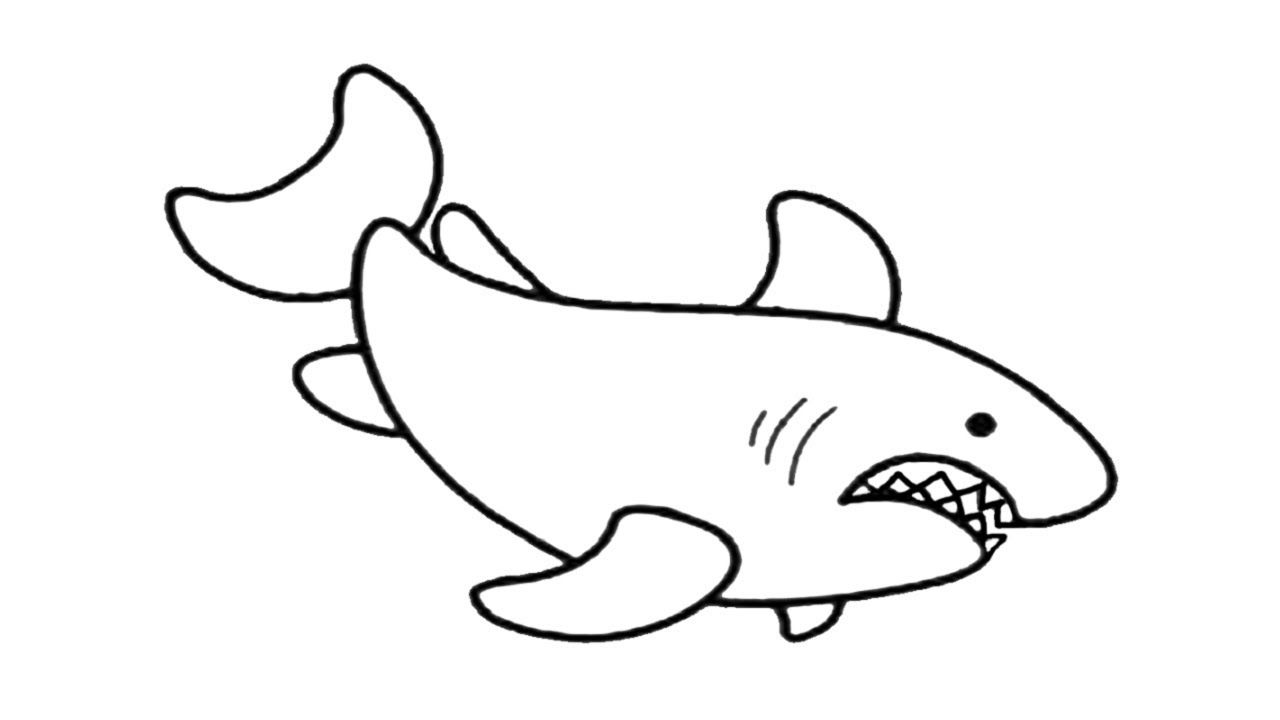 Tranh tô màu con cá mập đơn giản