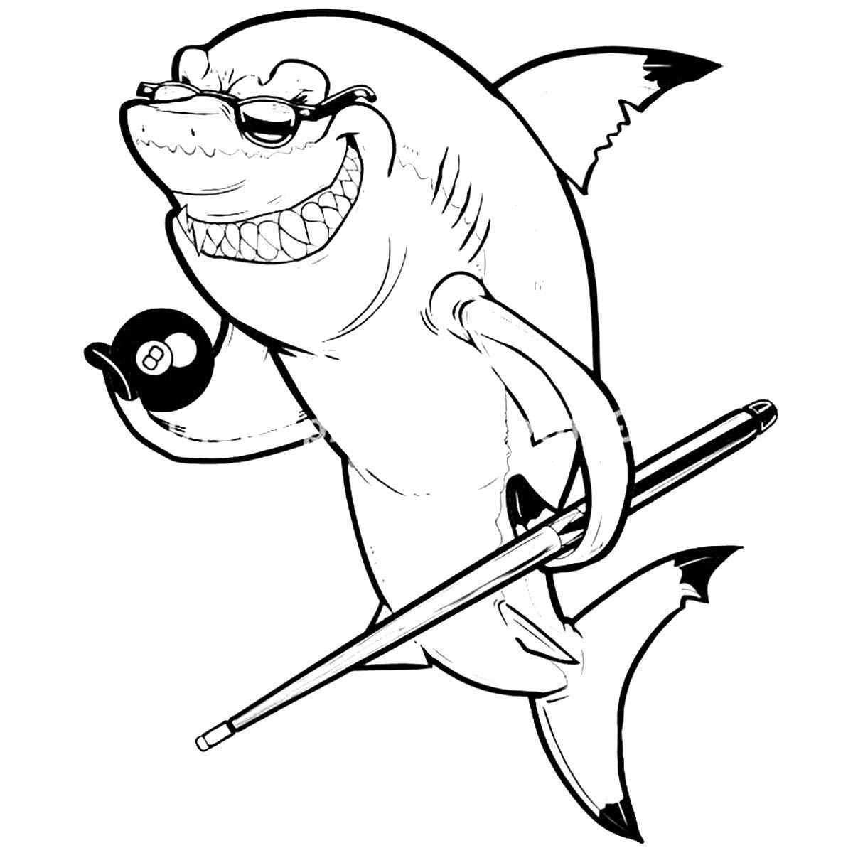 Tranh tô màu con cá mập hoạt hình