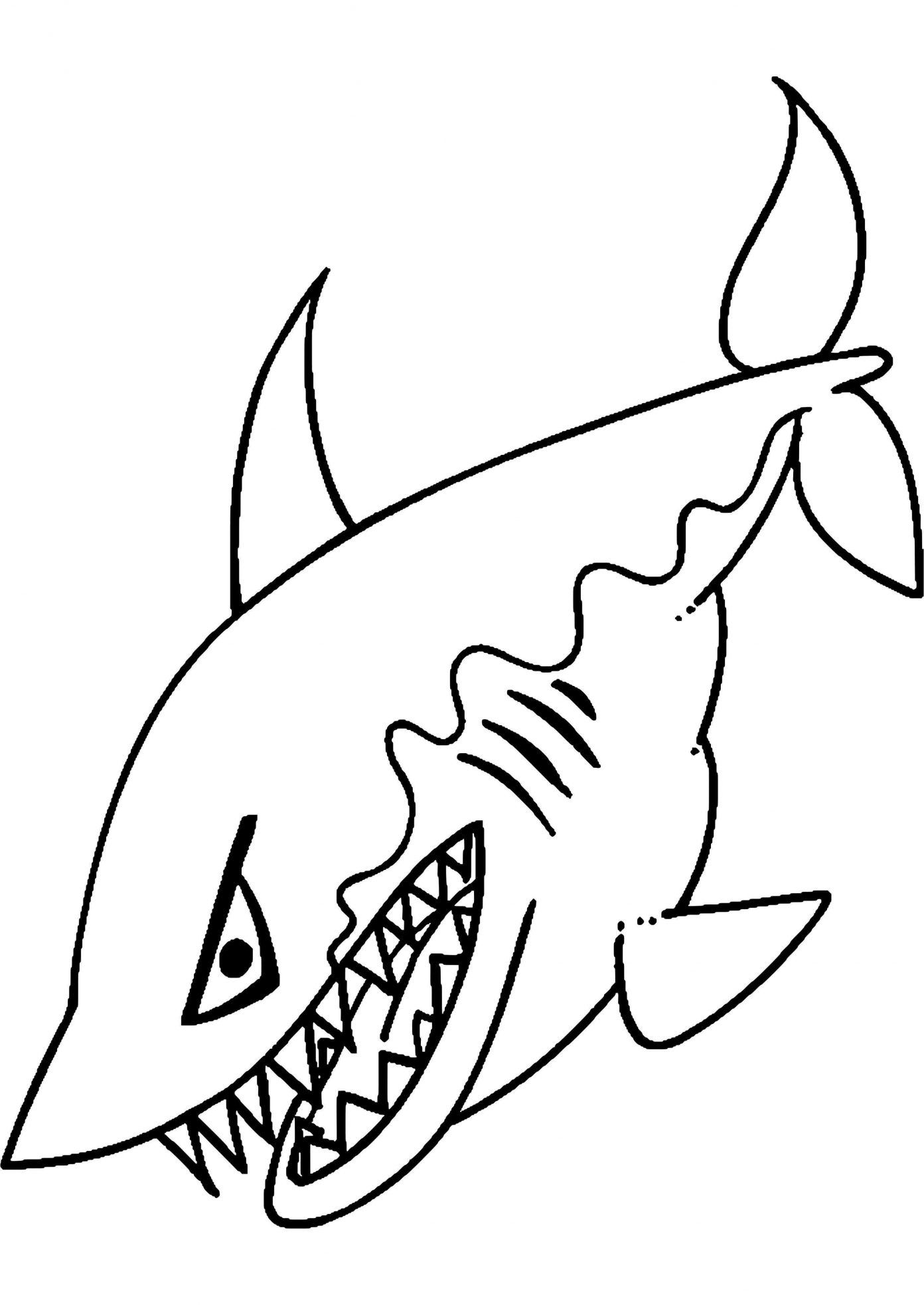 Tranh tô màu con cá mập với hàm răng sắc nhọn