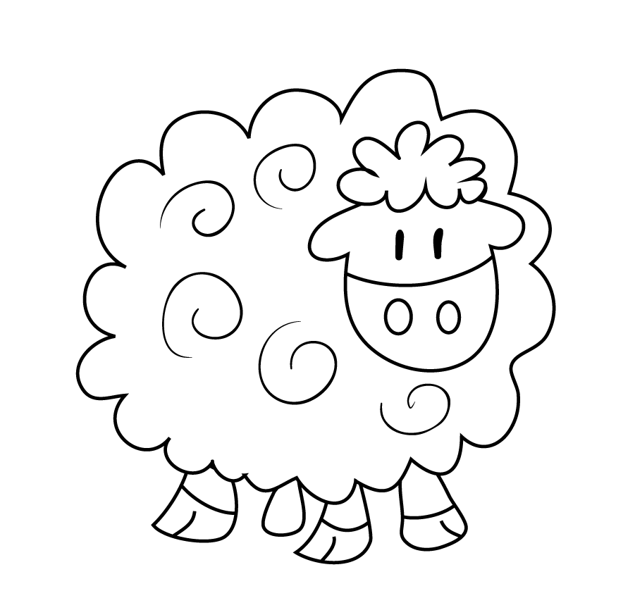 Tranh tô màu con cừu đẹp, đơn giản