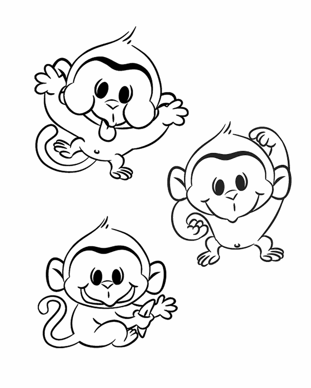 Tranh tô màu con khỉ chibi cute
