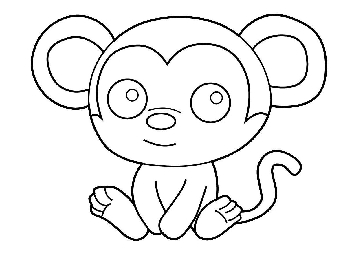 Tranh tô màu con khỉ đơn giản, dễ thương